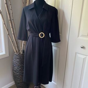 Black Faux Wrap Dress